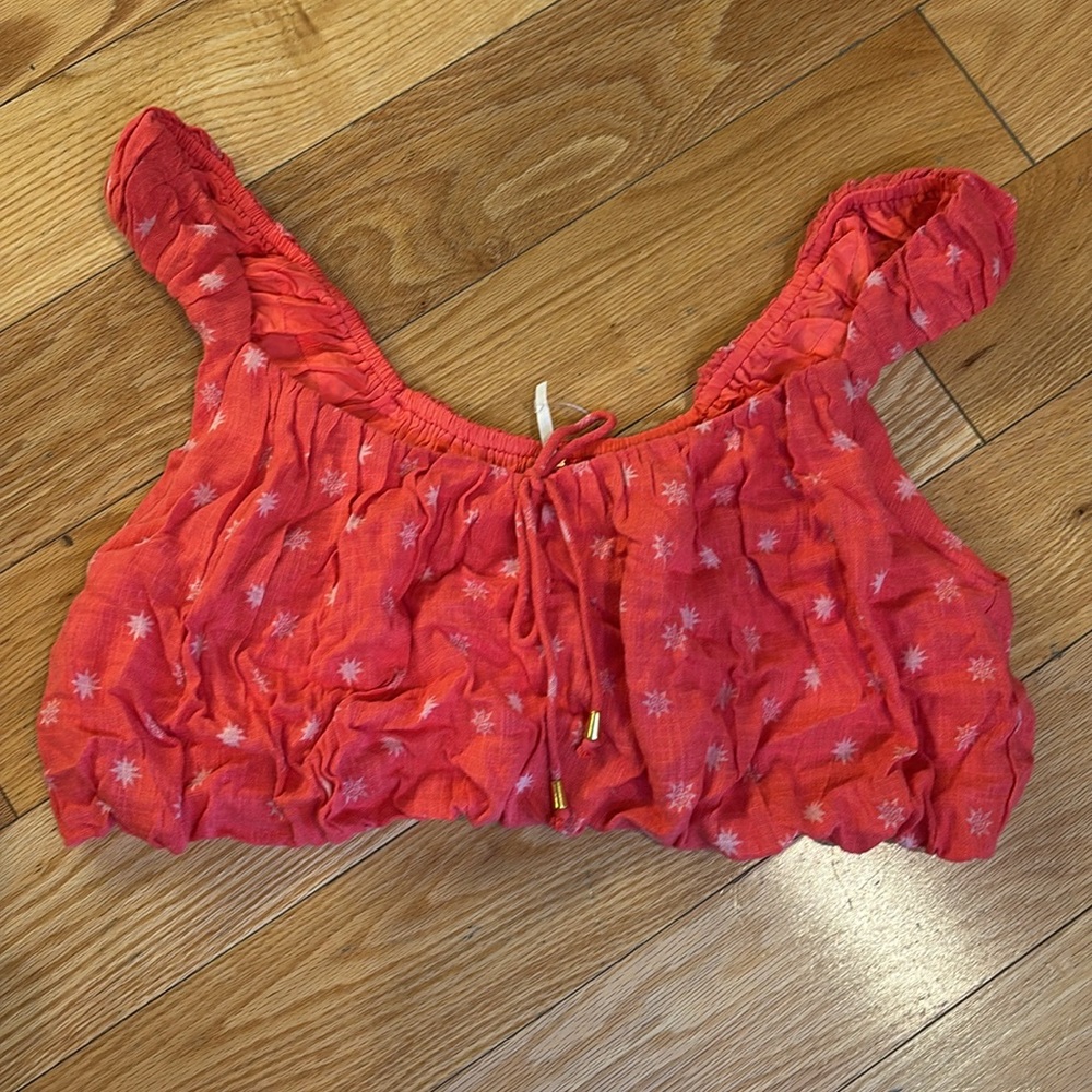 Free people Hot Coral combo boho crop top